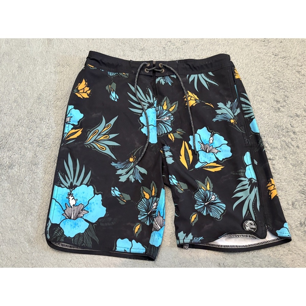 Oneill Cruzers Board Shorts Mens 28 Black Floral Surfing Swimming Beach Resort